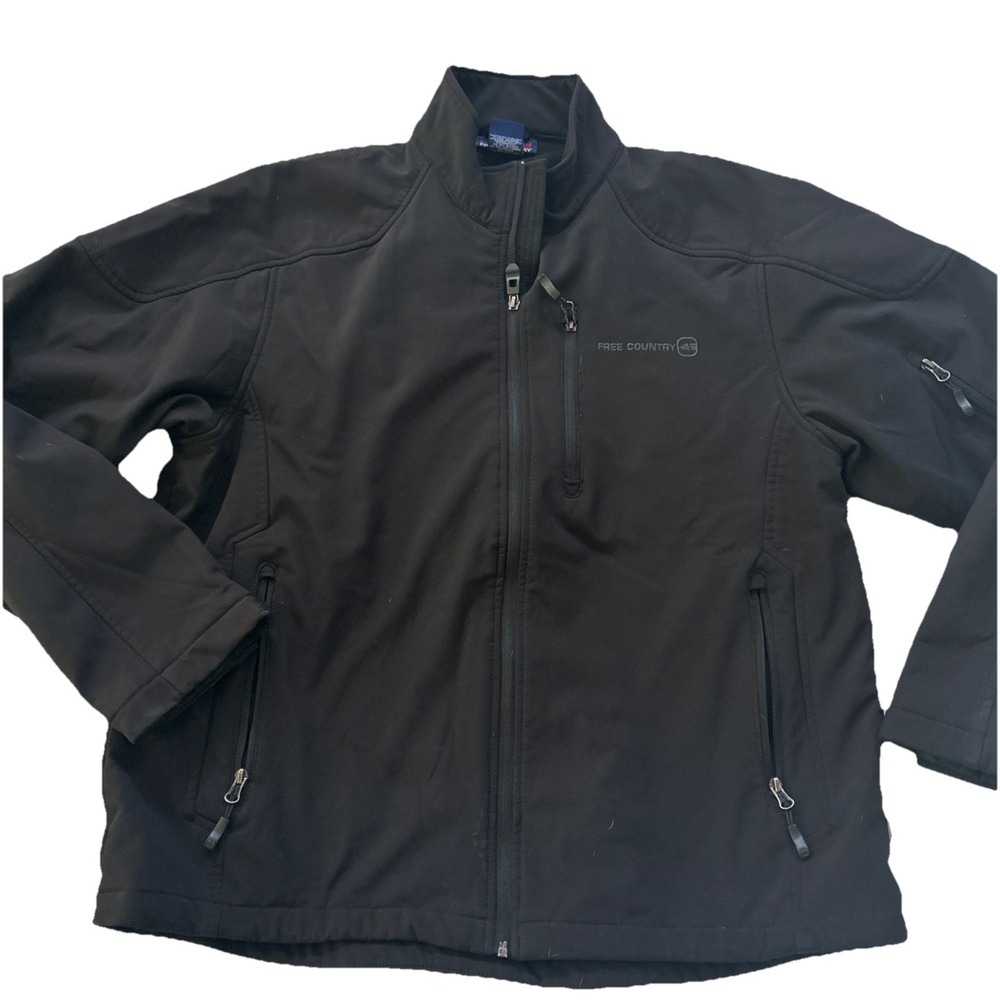 Free Country Men's XL Black Soft-shell‎ Jacket Fleece Lined Vintage Spring Zip